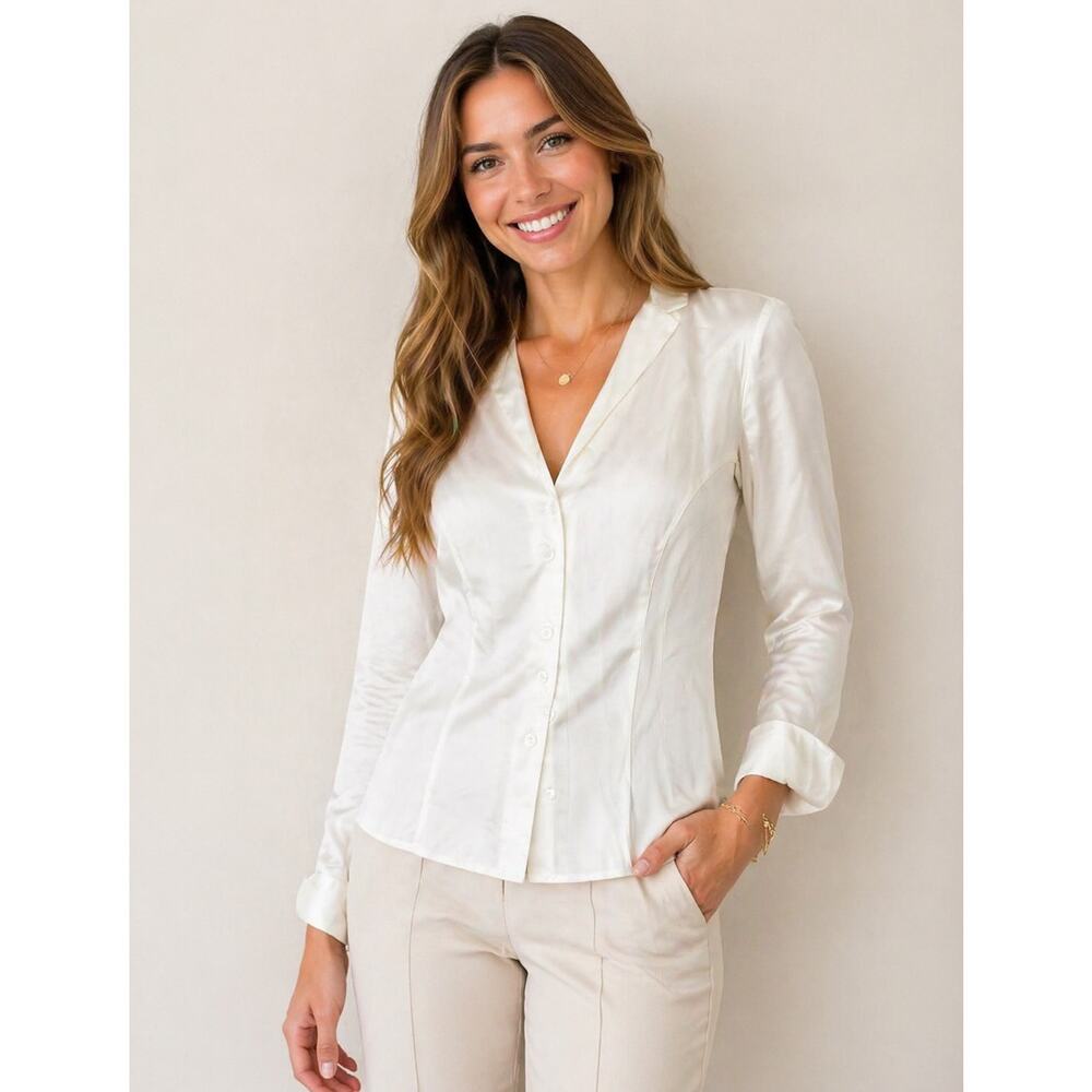 Antonio Melani White Button Down Shirt Basic Casual workwear xsmall